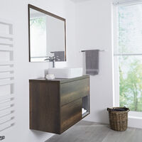 Milano Bexley – Dark Oak 1000mm Bathroom Vanity Unit with Rectangular Countertop Basin