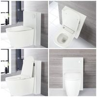 Milano Arca - White 504mm Bathroom Toilet WC Unit with Back to Wall Japanese Bidet Pan, Cistern and Seat