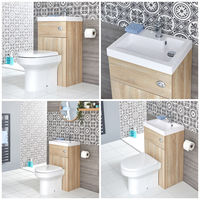 Milano Lurus - Oak Modern Bathroom Toilet WC and Basin Combination Unit - 502mm x 890mm