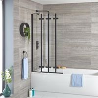 Milano Nero - 800mm Folding Bath Shower Screen - Black