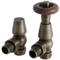Milano Windsor - Traditional Angled Thermostatic Radiator Valve TRV and Pipe Set - Aged Bronze