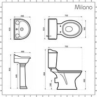 Milano Towneley - White Traditional Freestanding Double Ended Slipper Bath&#44; Ceramic Close Coupled Toilet and Full Pedestal Bathroom Basin Sink with One Tap Hole