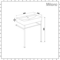 Milano Elswick - Modern White Ceramic Bathroom Basin Sink with One Tap Hole and Black Washstand - 600mm x 420mm