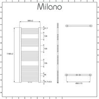 Milano Neva - Modern White Dual Fuel Electric Heated Towel Rail Radiator - 1188mm x 500mm