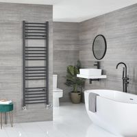 Milano Artle - Modern Anthracite Dual Fuel Electric Curved Bar Heated Towel Rail Radiator - 1600mm x 498mm