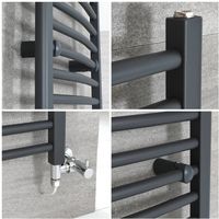 Milano Artle - Modern Anthracite Dual Fuel Electric Curved Bar Heated Towel Rail Radiator - 1600mm x 498mm