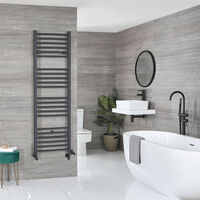 Milano Artle - Modern Anthracite Dual Fuel Electric Straight Heated Towel Rail Radiator - 1600mm x 500mm
