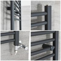 Milano Artle - Modern Anthracite Dual Fuel Electric Straight Heated Towel Rail Radiator - 1600mm x 500mm