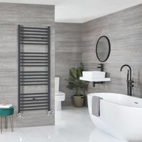 Milano Artle - Modern Anthracite Dual Fuel Electric Straight Heated Towel Rail Radiator - 1600mm x 600mm