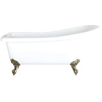 Milano Legend – White Traditional Bathroom Freestanding Slipper Bath with Brushed Gold Ball & Claw Feet - 1710mm x 740mm