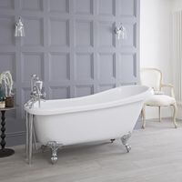 Milano Legend – White Traditional Bathroom Freestanding Slipper Bath with Brushed Gold Ball & Claw Feet - 1710mm x 740mm