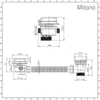 Milano Arvo - Modern Overflow Bath Filler Tap and Pop Up Click Clack Waste - Chrome