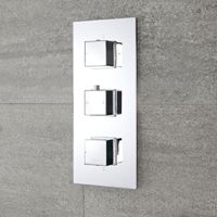 Milano Arvo - Modern 3 Outlet Triple Thermostatic Mixer Shower Valve with Wall Mounted 300mm Square Rainfall Shower Head, Hand Shower Handset Slide Rail Kit and Overflow Bath Filler Tap - Chrome