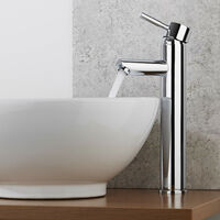 Milano Mirage - Modern Bathroom High Rise Mono Basin Mixer Tap with Lever Handle - Chrome