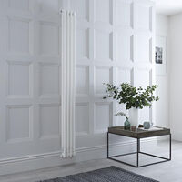 Milano Windsor - Traditional Cast Iron Style White Vertical Double Column Electric Radiator with Chrome Cable Cover - 1500mm x 200mm