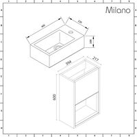 Milano Bexley - Dark Oak 400mm Bathroom Wall Hung Cloakroom Vanity Unit with Basin
