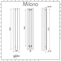 Milano Skye - Modern Anthracite Vertical Column Single Panel Aluminium Designer Radiator - 1600mm x 280mm
