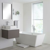 Milano Oxley - Grey and White 600mm Wall Hung Bathroom Vanity Unit with Countertop Basin