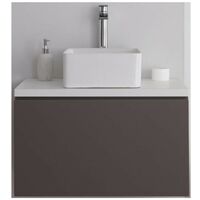 Milano Oxley - Grey and White 800mm Wall Hung Bathroom Vanity Unit with Countertop Basin