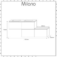 Milano Oxley - Grey and White 1797mm Wall Hung Stepped Bathroom Vanity Unit with Double Basin - With LED Light