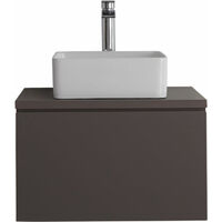 Milano Oxley - Grey 600mm Wall Hung Bathroom Vanity Unit with Square Countertop Basin