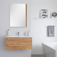 Milano Oxley - Golden Oak 810mm Wall Hung Bathroom Vanity Unit with Basin