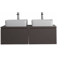 Milano Oxley - Grey 1200mm Wall Hung Bathroom Vanity Unit with 2 Countertop Basins