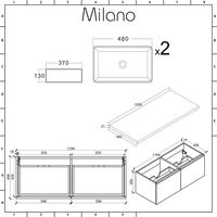 Milano Oxley - Grey 1200mm Wall Hung Bathroom Vanity Unit with 2 Countertop Basins