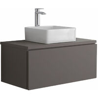 Milano Oxley - Grey 800mm Wall Hung Bathroom Vanity Unit with Countertop Basin