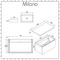 Milano Oxley - Grey 800mm Wall Hung Bathroom Vanity Unit with Countertop Basin