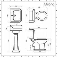 Milano Richmond - White Traditional Double Ended Freestanding Slipper Bath, Ceramic Close Coupled Toilet WC, Bidet and Full Pedestal Bathroom Basin Sink with One Tap Hole