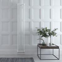 Milano Windsor - Traditional Cast Iron Style White Vertical Triple Column Electric Radiator with Chrome Cable Cover - 1800mm x 290mm