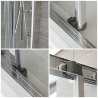 Milano Portland - 1700mm Reversible Wet Room Shower Enclosure Sliding Door with 700mm Side Panel - Chrome