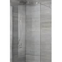 Milano Portland - 700mm Recessed Walk In Wet Room Shower Enclosure with Screen, Profile, Support Arm and 1200mm Linear Shower Drain - Chrome