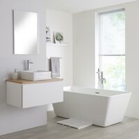 Milano Oxley - White and Golden Oak 800mm Wall Hung Bathroom Vanity Unit with Countertop Basin