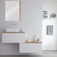 Milano Oxley - White and Golden Oak 1397mm Wall Hung Stepped Bathroom Vanity Unit with Countertop Basin