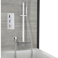 Milano Arvo - Modern 2 Outlet Triple Thermostatic Mixer Shower Valve with Wall Mounted Waterfall Bath Filler Tap, Riser Rail Slide Bar and Hand Shower Handset Kit - Chrome