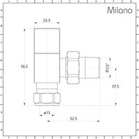 Milano - 15mm Black Square Angled Heated Towel Rail Radiator Valves - Pair