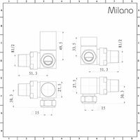 Milano - Modern Chrome Square Corner Heated Towel Rail Radiator Valves - Pair