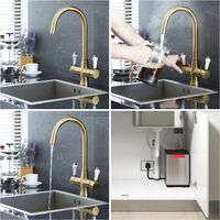 Milano Elizabeth - Traditional 3-in-1 Instant Boiling Hot Water Kitchen Sink Mixer Tap - Gold