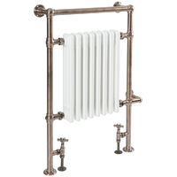 Milano Elizabeth - Traditional Floorstanding Oil Rubbed Bronze and White Dual Fuel Electric Heated Towel Rail Radiator with WiFi Thermostat&#44; Cable Cover and Angled Valves - 930mm x 620mm