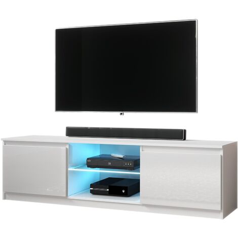 Meuble TV / Banc TV (140 cm, chêne lancaster / blanc brillant