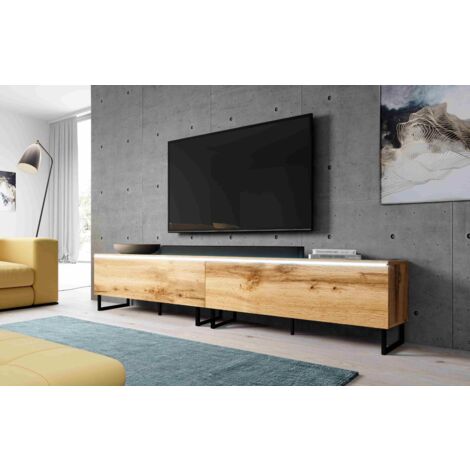 FURNIX Commode TV BARGO 200 (2x100cm) avec éclairage LED & pieds réglables wotan (1/5)