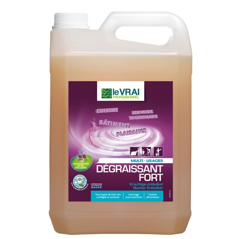 Detergent degraissant fort multi usages le vrai bidon de 5 litres - LE VRAI PROFESSIONNEL - Détergents sol