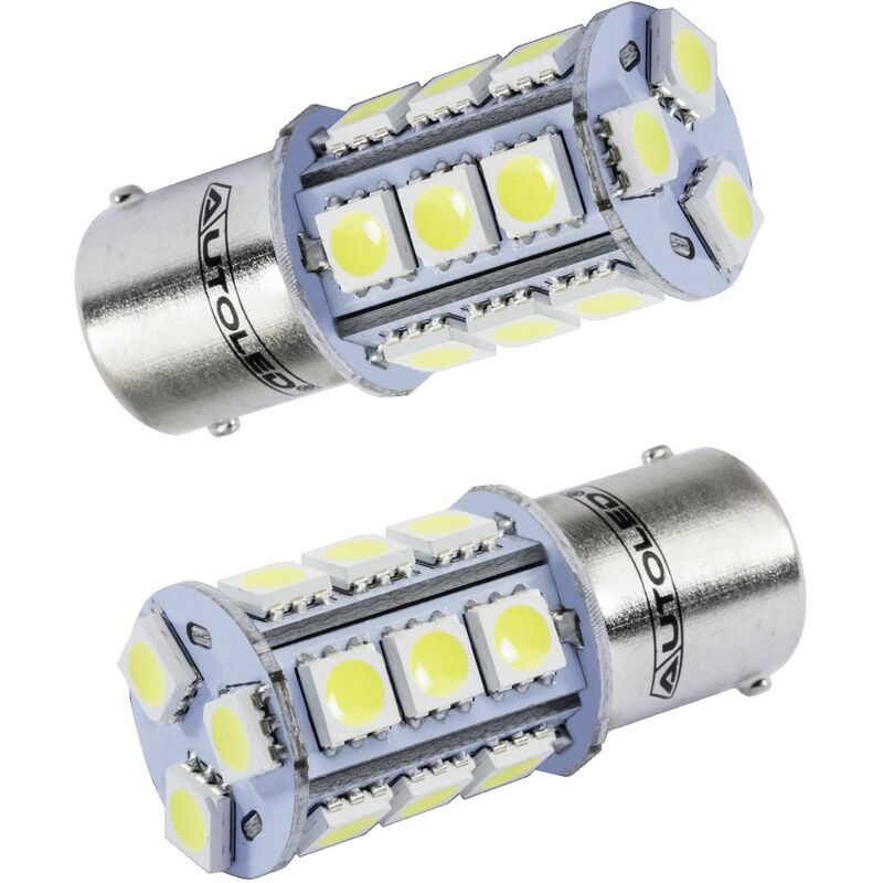 Ampoule LED COB P21/5W BAY15D 6W - Blanc Effet Xénon 360° - 12V/24V, Neuve