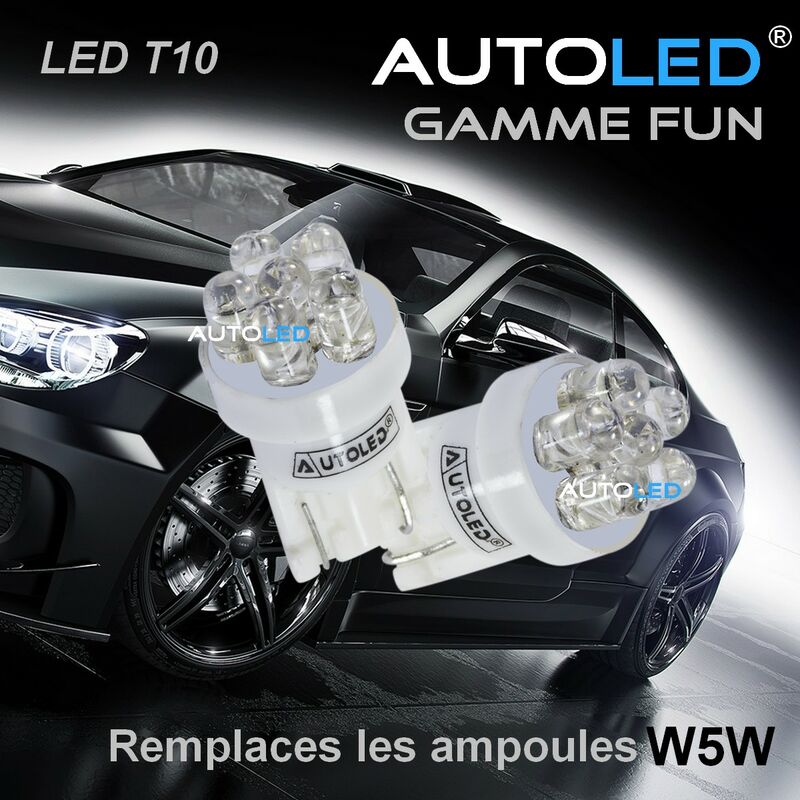 lot de 2 ampoules LED auto T10 W5W + télécommande multifonctions