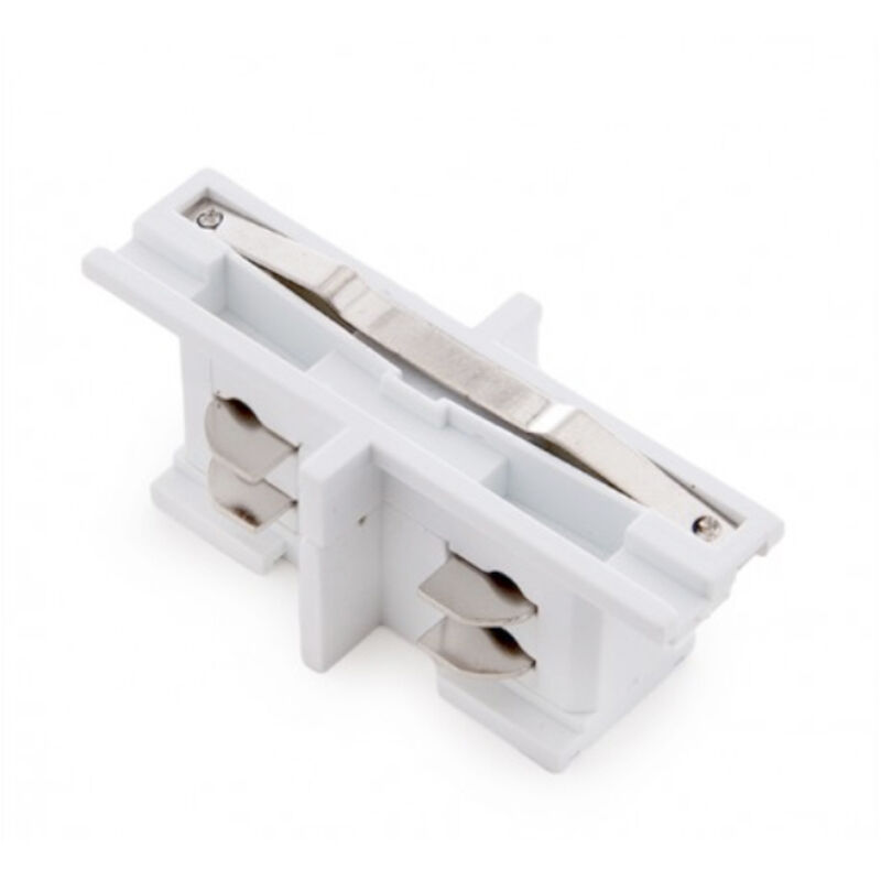 Connecteur Droit Rail Spot Triphasé Blanc - SILAMP Pour éclairage Sur Rail