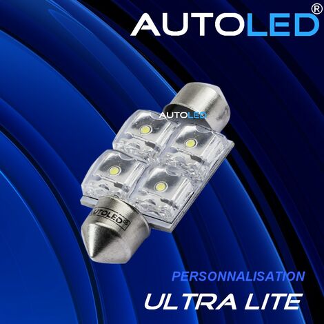 PACK B1- 4 Ampoules LED Bleu C5W 36mm+W5W / habitacle AUTOLED®