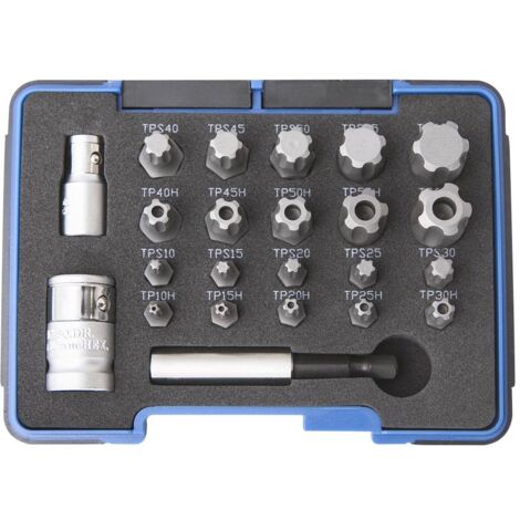 Clas – Coffret 23 pcs d'embouts Torx Plus 1/4" et 3/8" CrV – Résistance accrue à la torsion – Longévité supérieure – Pour visseuse