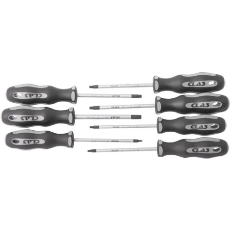 Assortiment de 7 tournevis torx T10-40 SVCM et poignée bi-matière PP+TPV - OS 1199 - CLAS Equipements (1/2)
